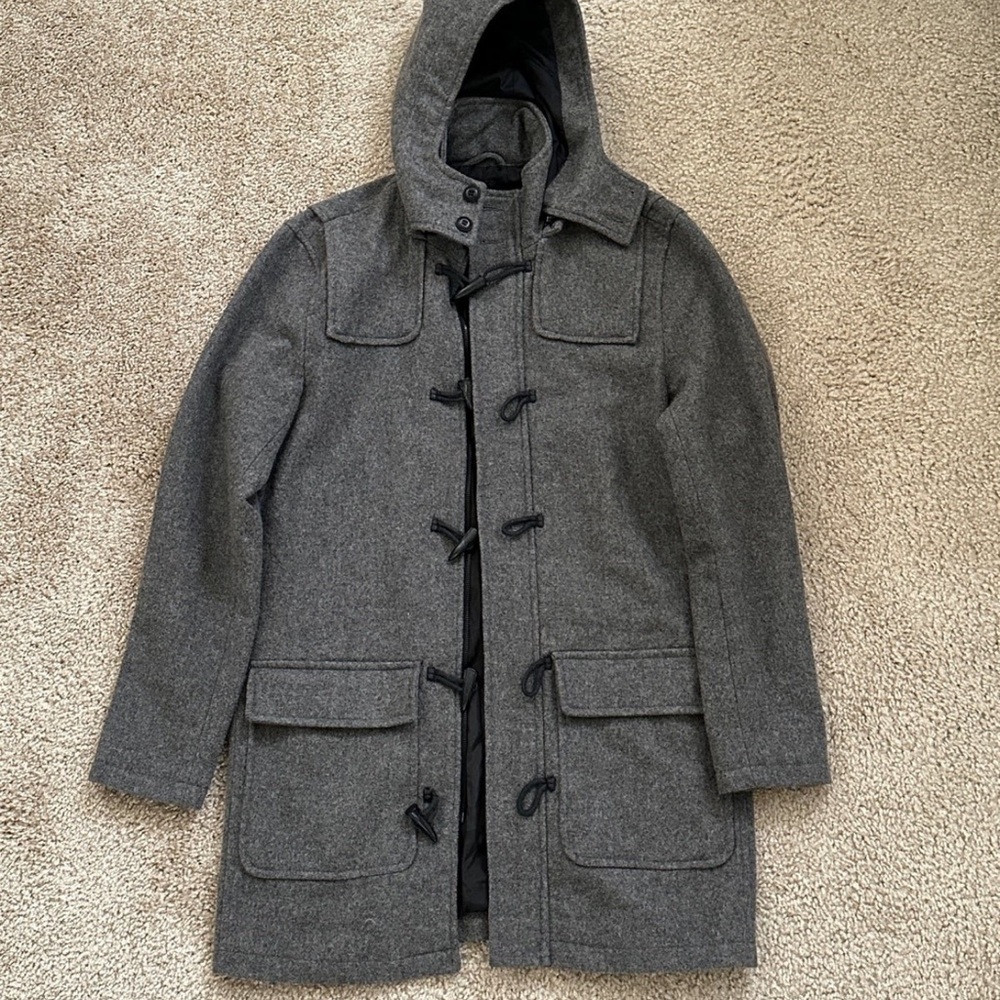 Zara Charcoal Hooded Toggle Coat